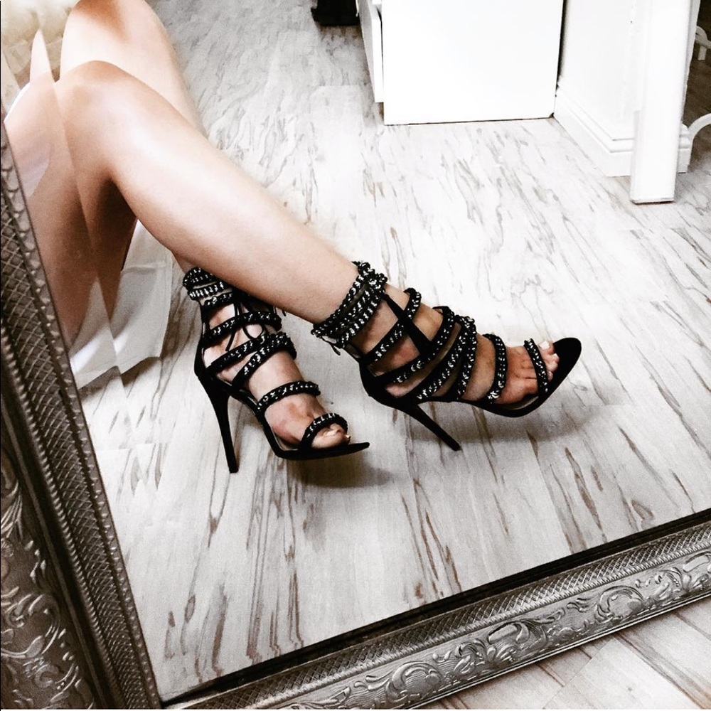 Black Suede Chain Heels